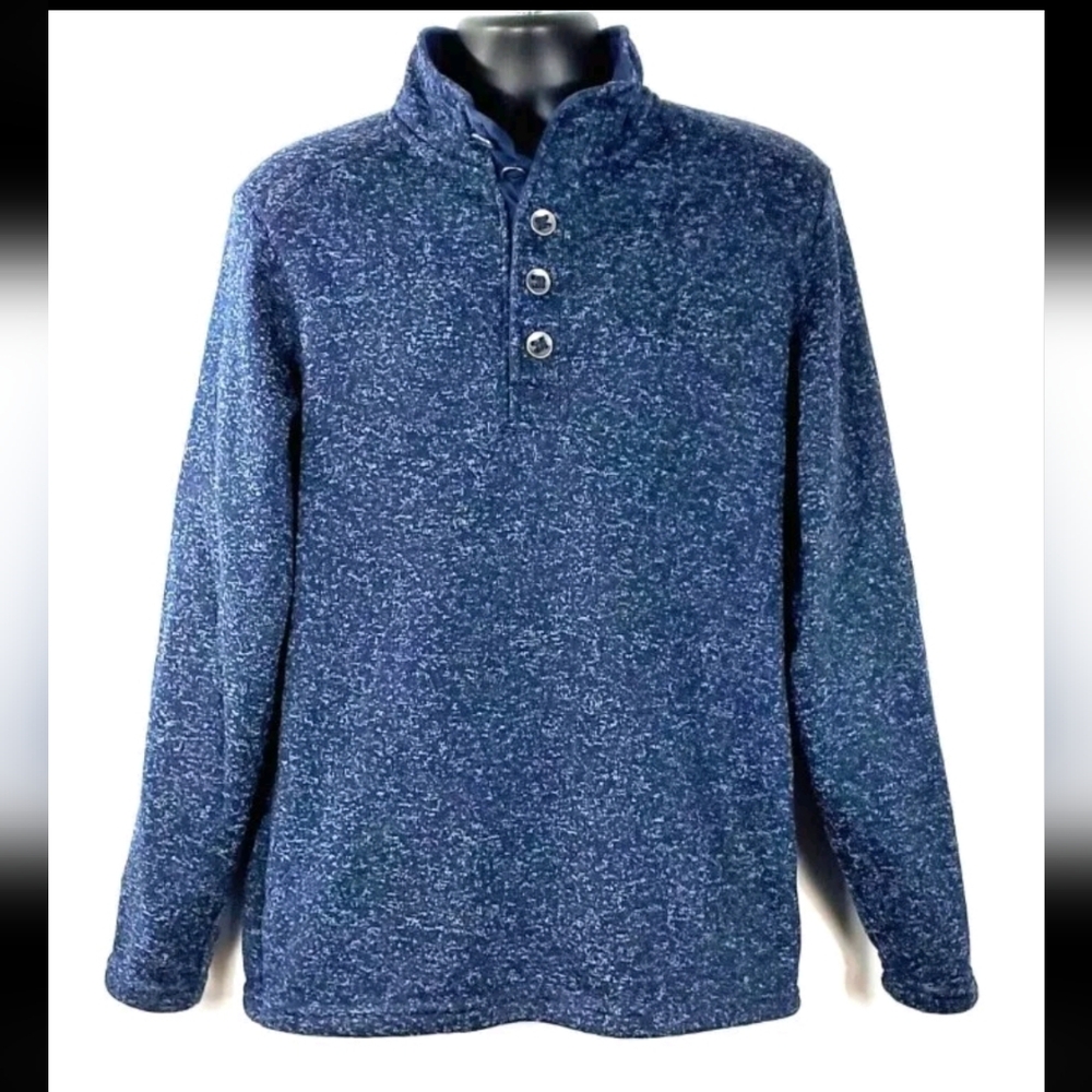Mens Red head Brand Co Sweater Henley Pullover  Size L Blue Fleece Lined